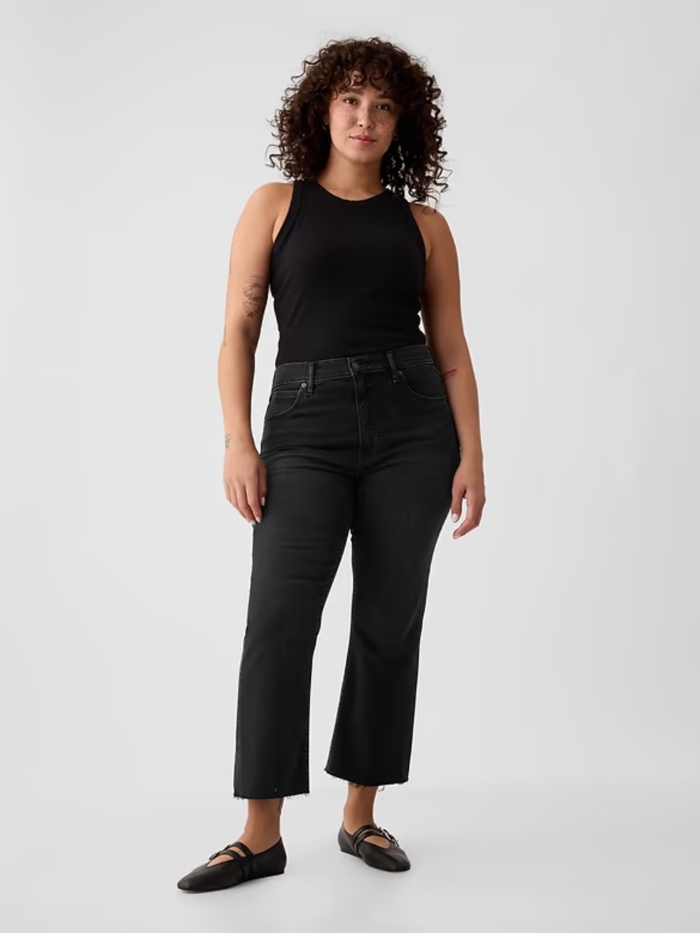 GAP Size 35/20 High Rise Kick Flare Jeans - Washed Black